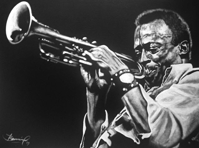 An image of Miles Davis playing the Trumpet
